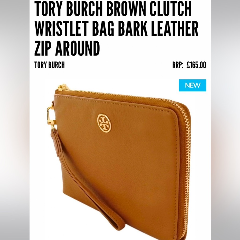 Tony Burch - Brown Clutch Wristlet Bag Bark Leather Zip Around